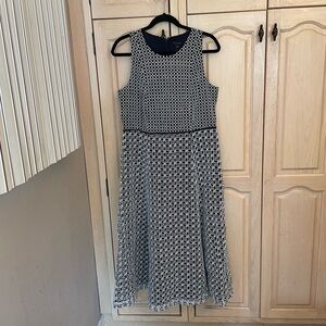 NWOT Ann Taylor Navy and White Eyelet Cotton Midi Dress